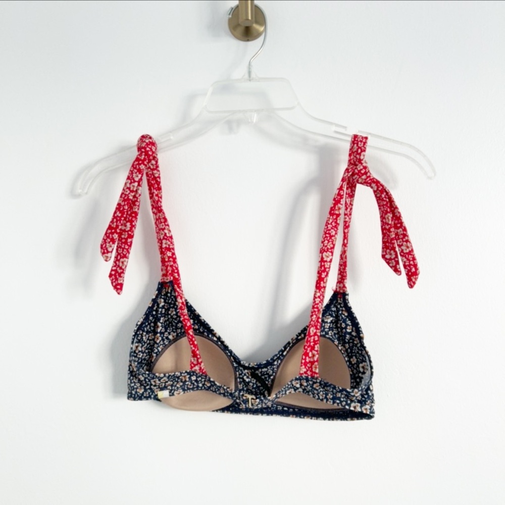 Summersalt The Tie Marina Bikini Top in In Bloom in Deep Sea & Lava Size 2 - Picture 3 of 6